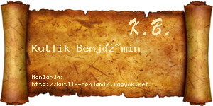 Kutlik Benjámin névjegykártya