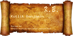 Kutlik Benjámin névjegykártya